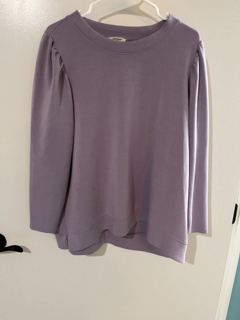 Cable & Gauge Studio Lavender Puff Sleeve Sweatshirt Soft Modal Blend 1X